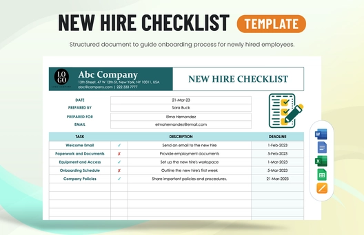 New Hire Checklist Template