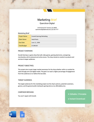 Marketing Brief Template