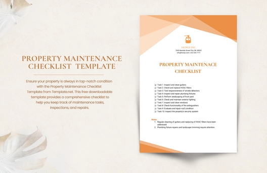 Property Maintenance Checklist Template