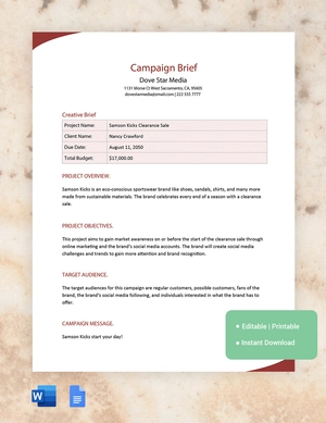 Campaign Brief Template