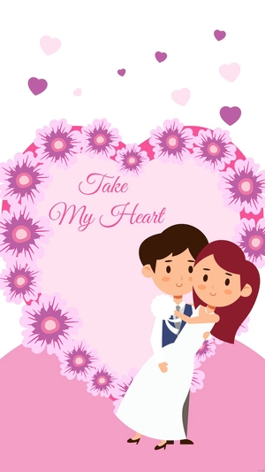 Cartoon Wedding Couple Mobile Wallpaper