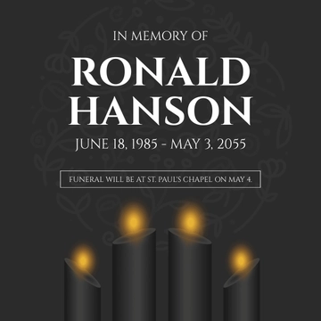 Free Simple Funeral Linkedin Post Template to Edit Online