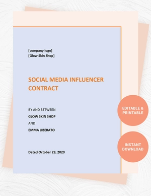 Social Media Influencer Contract Template