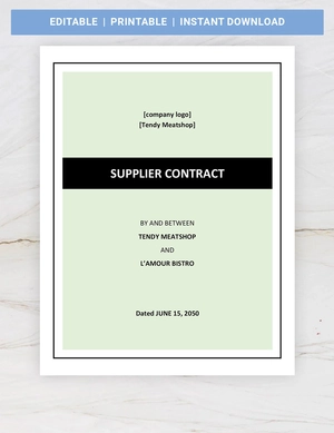 Sample Supplier Contract Template