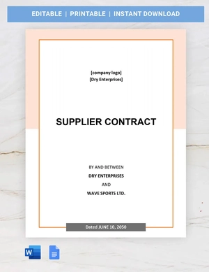 Supplier Contract Template
