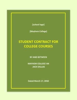 Student Contract For College Courses