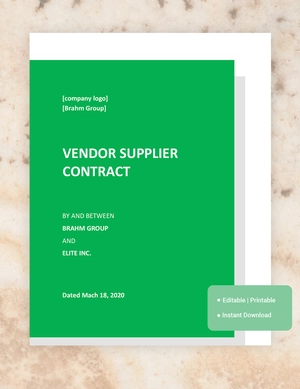 Vendor Supplier Contract Template