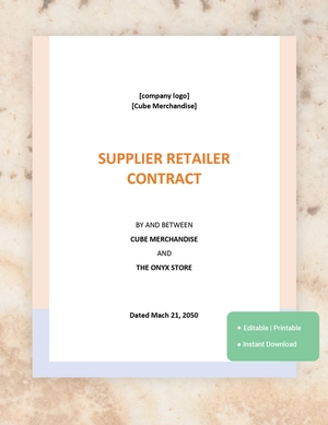 Supplier Retailer Contract Template