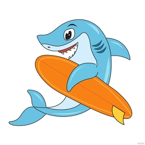 Surfing Shark Vector
