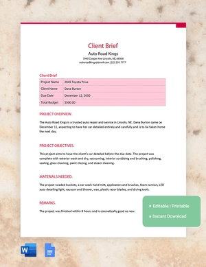 Client Brief Template