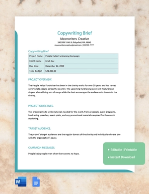 Copywriting Brief Template