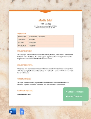 Media Brief Template