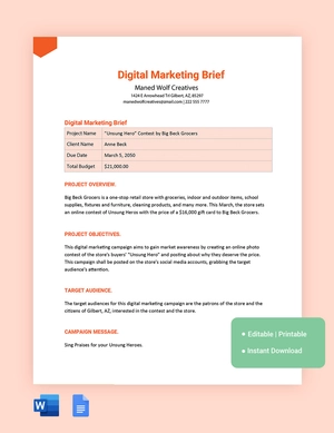 Digital Marketing Brief Template