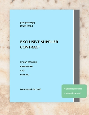 Exclusive Supplier Contract Template