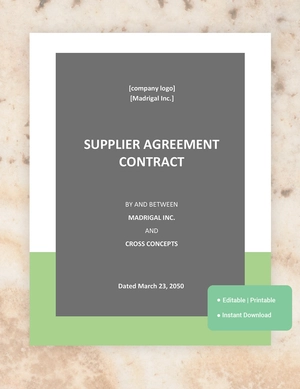 Supplier Agreement Contract Template Supplier Agreement Contract Template