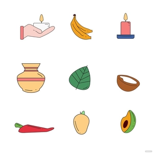 Happy Ugadi Icons Vector