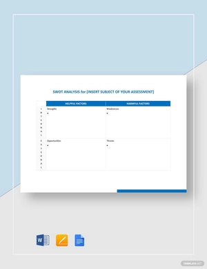 Blank SWOT Analysis Sample Template