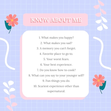 Free Know About Me Template to Edit Online