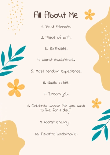 Free All About Me Template to Edit Online