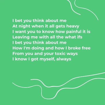 Free I Bet You Think About Me Lyrics Template to Edit Online