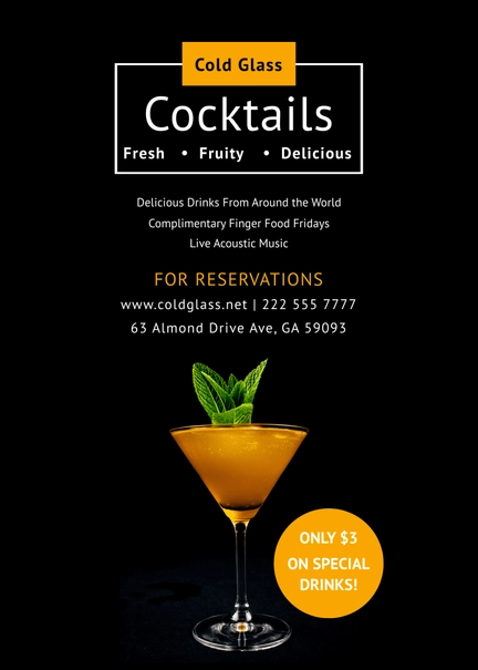 Drinks List Table Tent Template