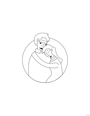 Cartoon Wedding Couple Coloring Page