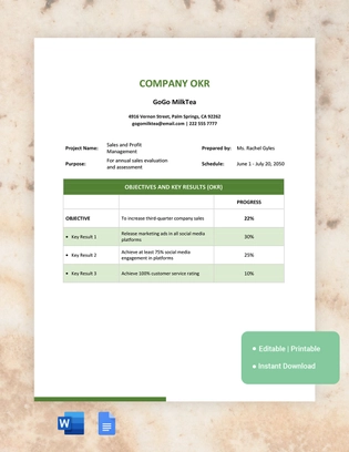 Company OKR Template