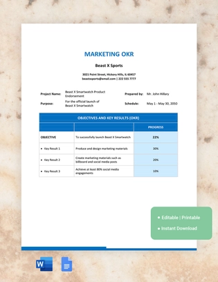Marketing OKR Template
