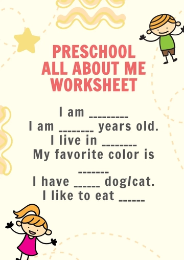Free Preschool All About Me Worksheet Template to Edit Online