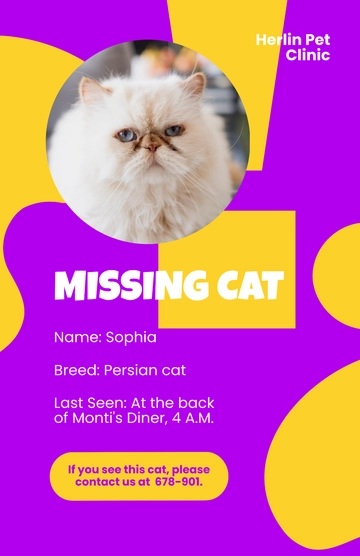Free Missing Cat Poster Template to Edit Online