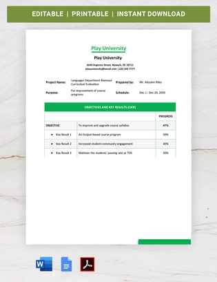 Education OKR Template