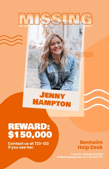 Free Missing Poster with Reward Template to Edit Online