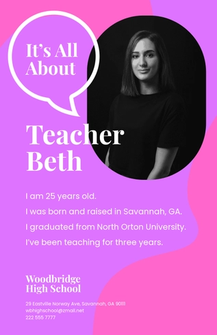 Free All About Me Poster Teacher Template to Edit Online