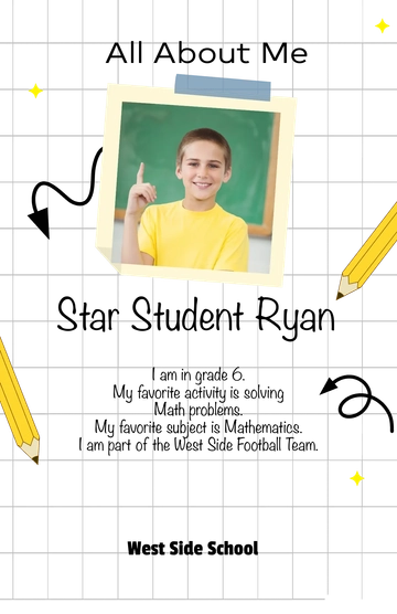 Free Simple All About Me Student Poster Template to Edit Online