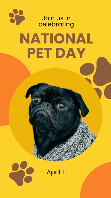 Free National Pet Day Promotional Whatsapp Status Template to Edit Online