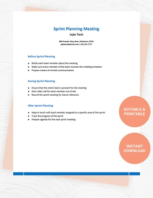 Sprint Planning Meeting Template