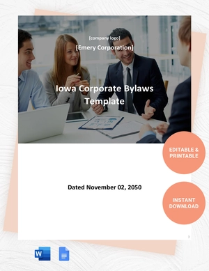 Iowa Corporate Bylaws Template