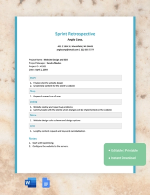 Sprint Retrospective Template