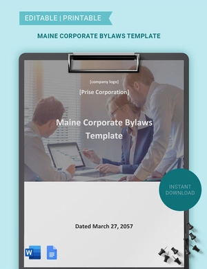 Maine Corporate Bylaws Template