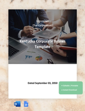 Kentucky Corporate Bylaws Template