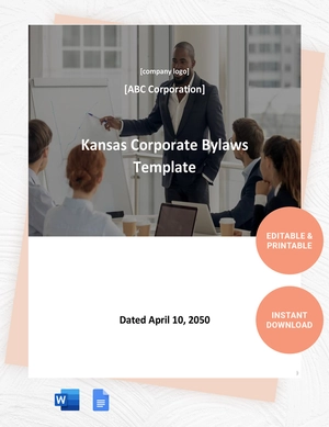 Kansas Corporate Bylaws Template