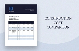 Construction Cost Comparison Template Construction Cost Comparison Template