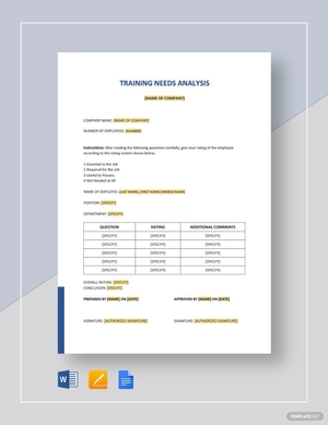 Simple Training Needs Analysis Template