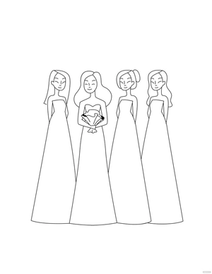 Free Bridesmaid Coloring Page Template to Edit Online