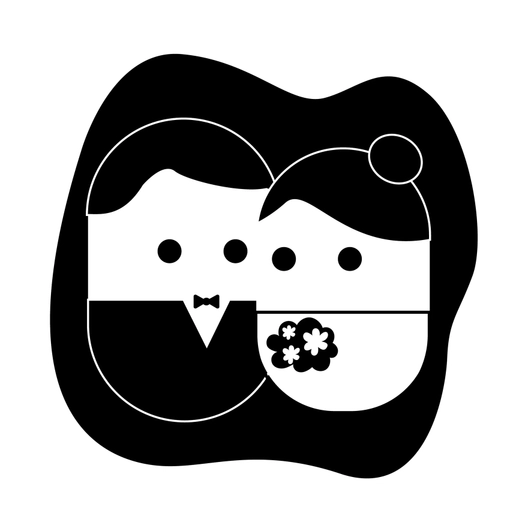 Cartoon Wedding Couple Silhouette