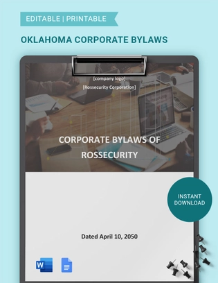 Oklahoma Corporate Bylaws Template