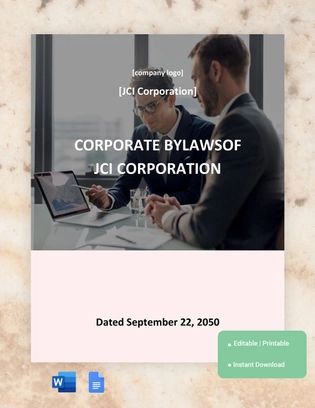 Massachusetts Corporate Bylaws Template