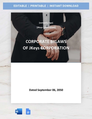 Washington DC Corporate Bylaws Template