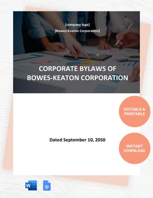 Shareholders Corporate Bylaws Template