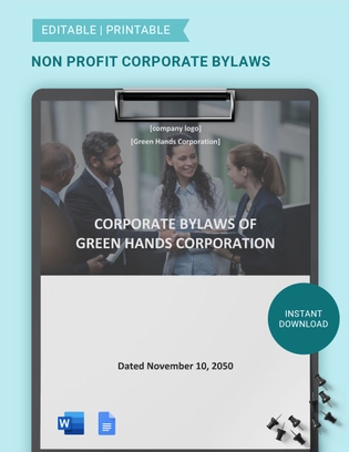 Non Profit Corporate Bylaws Template